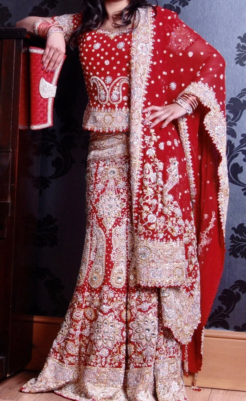 Red & Gold Bridal Lenga