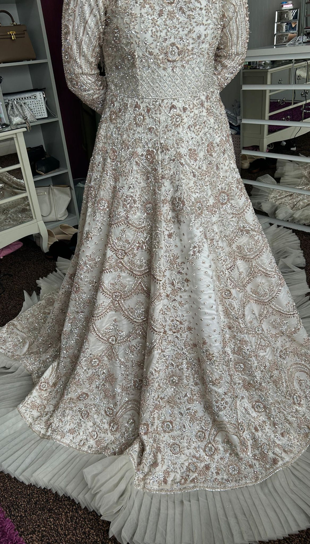 Seasonz White and Rose Bridal Lengha