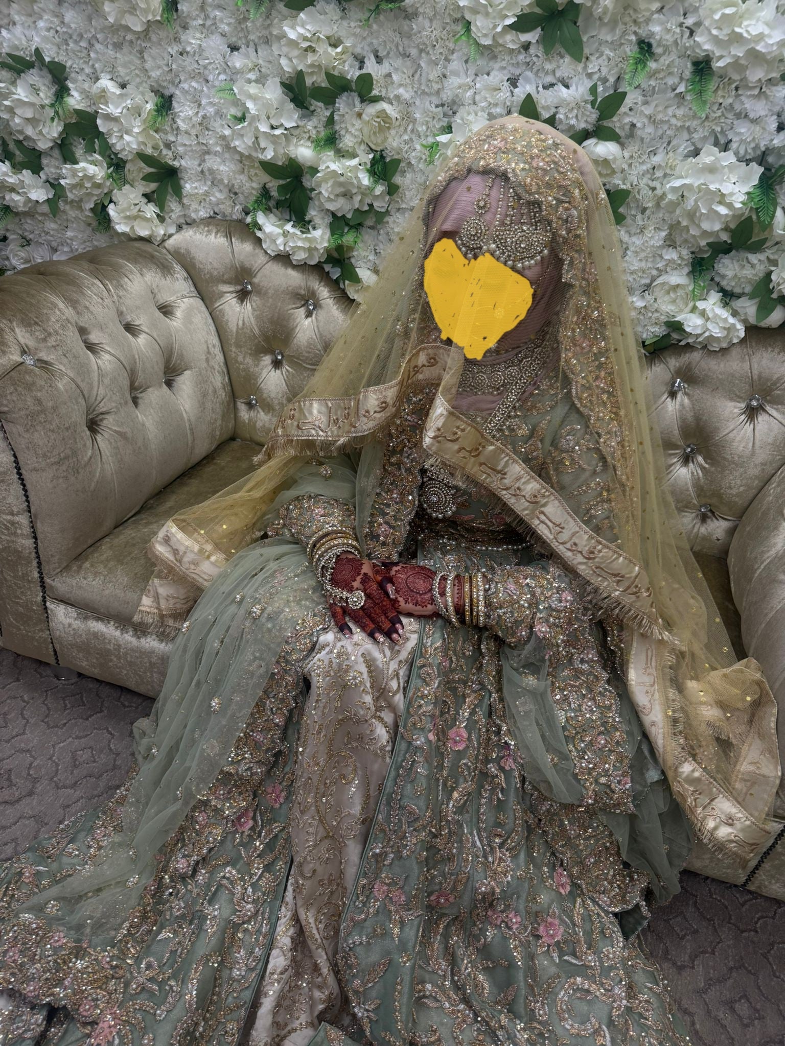 Mint Green & Gold Lengha