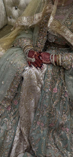 Mint Green & Gold Lengha