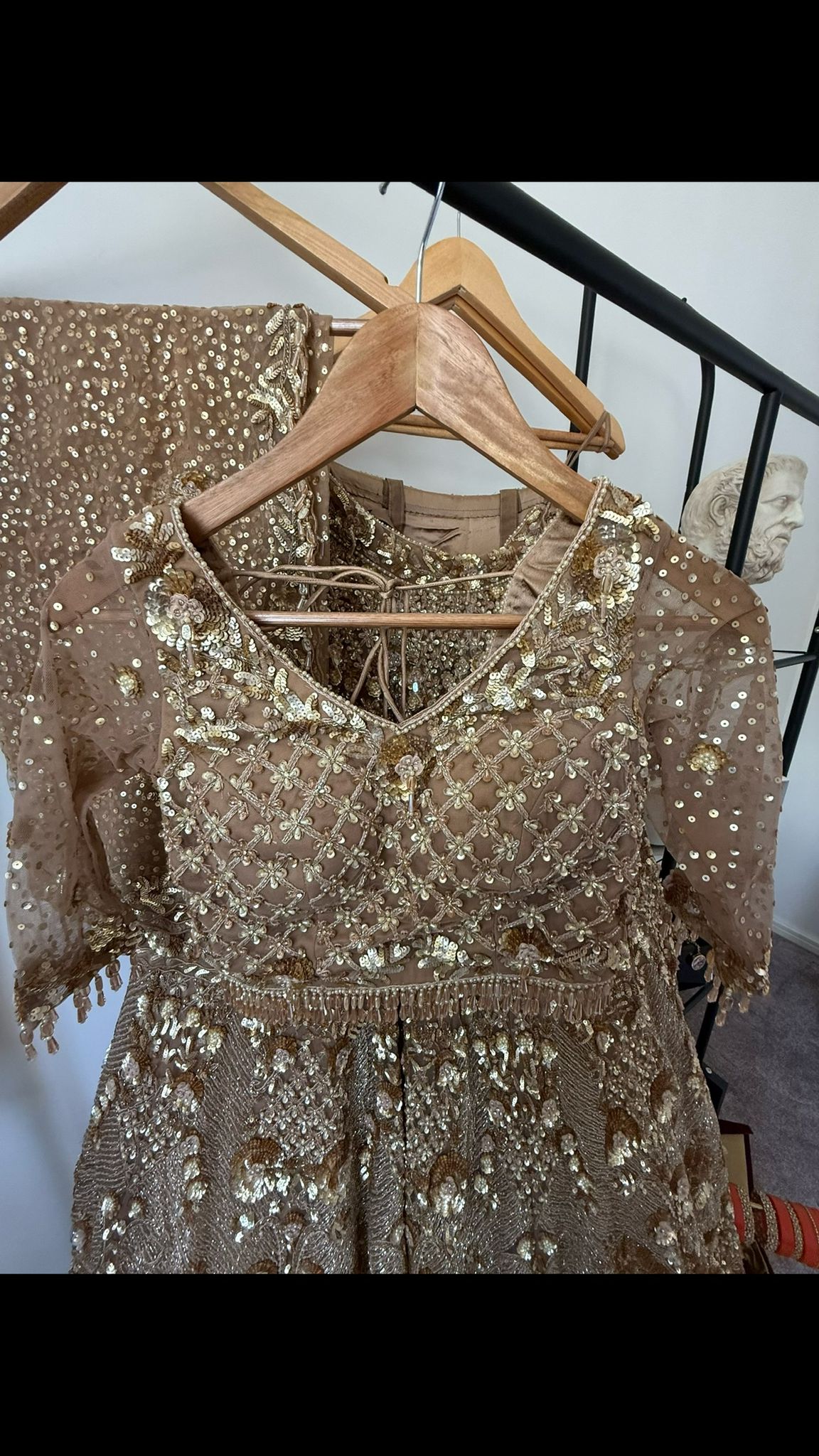 Golden Embellished Bridal/Party Lengha with Dupatta