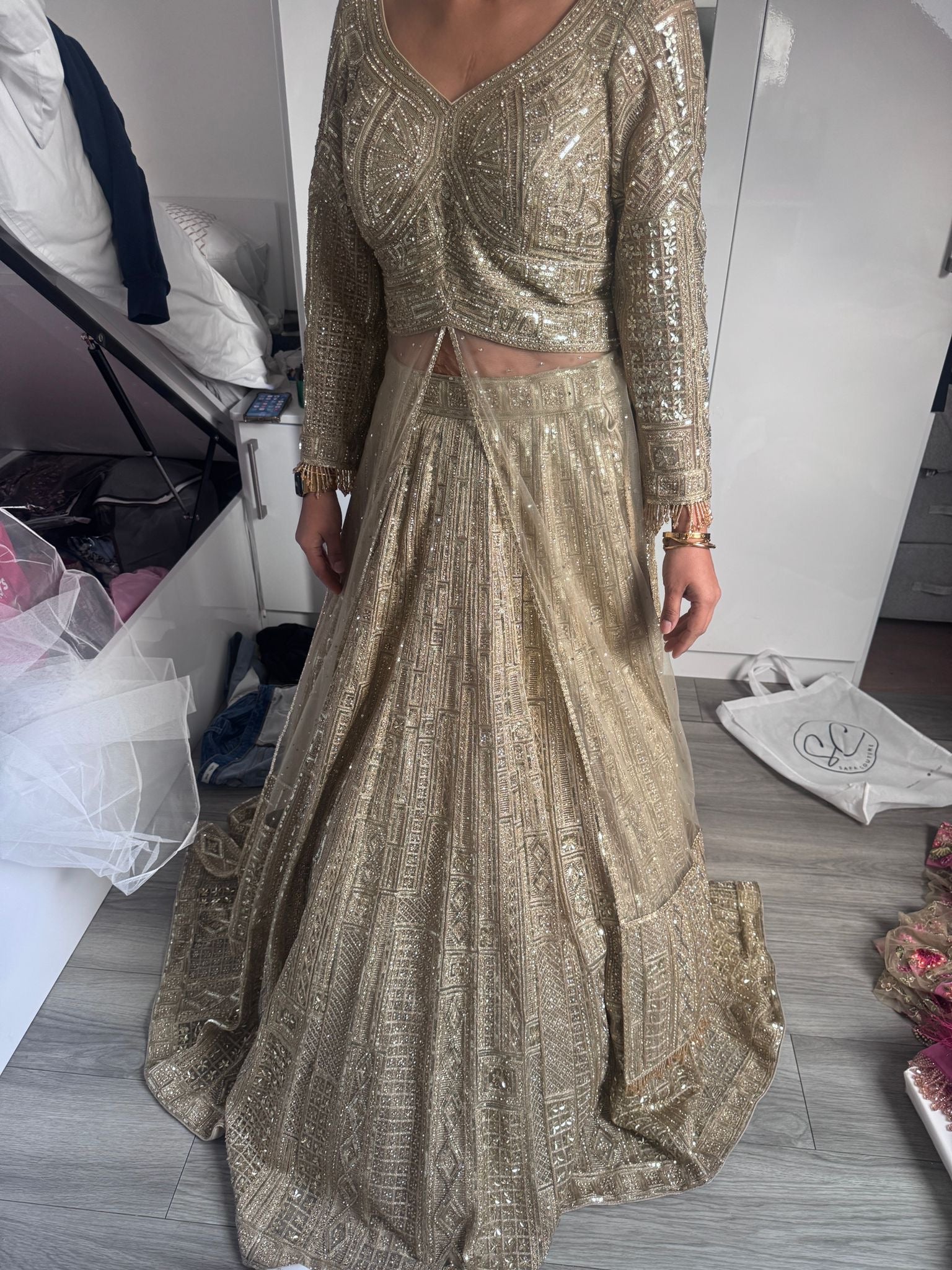 Gold emblished lengha