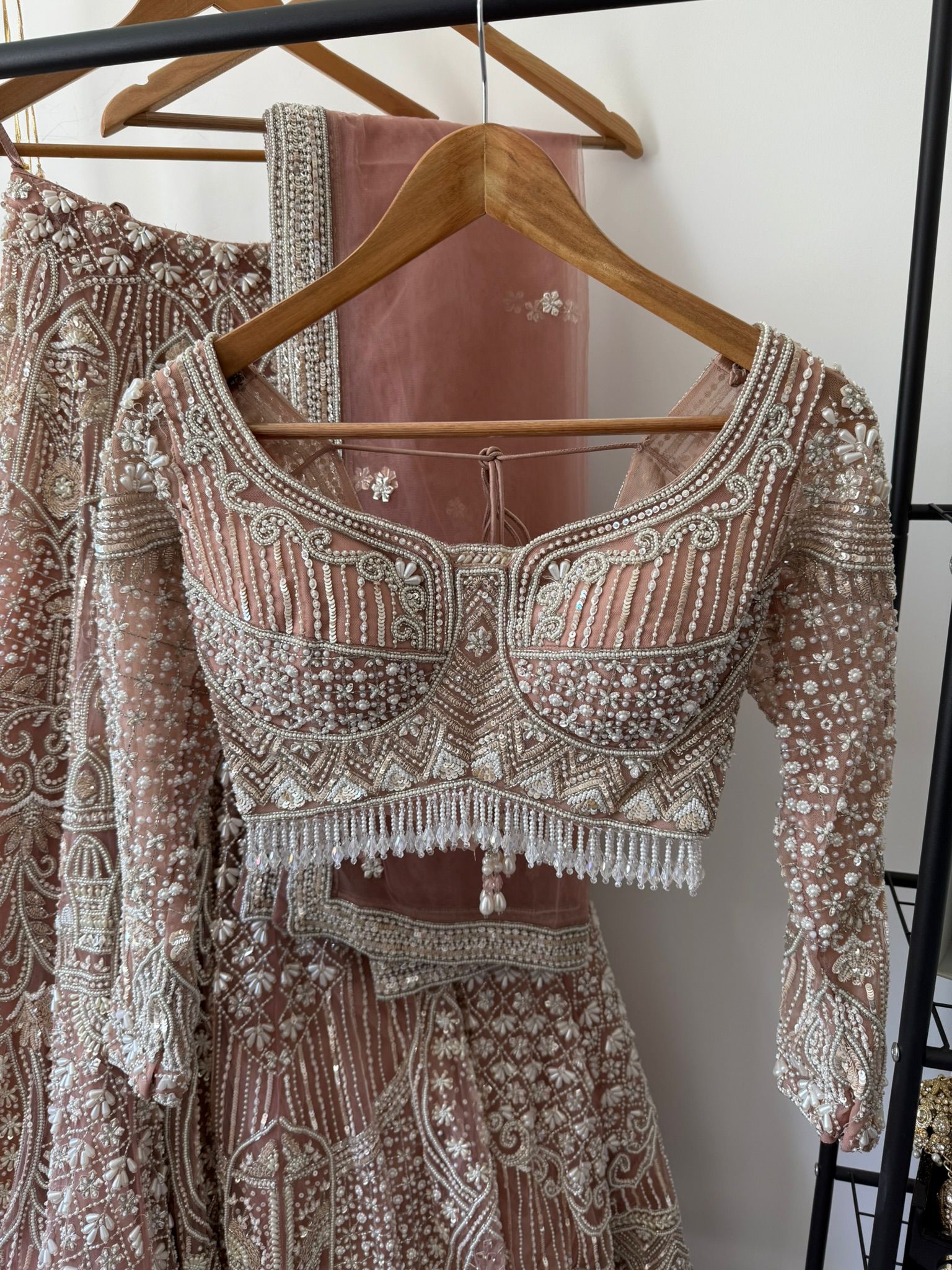 Gorgeous Pearl Reception Lengha from Kirans