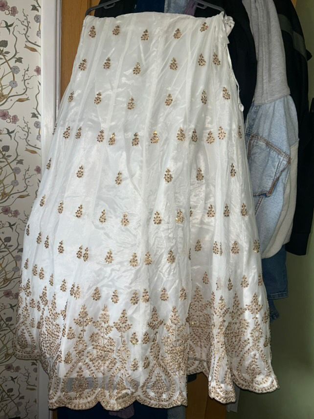 Elegant White and Gold Embroidered Formal Outfit
