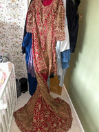 Bridal Lehenga – Deep Red & Gold Embellished Ensemble