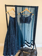 Teal Blue Embellished Lengha with Dupatta – Party/Reception Wear