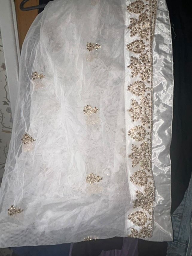 Elegant White and Gold Embroidered Formal Outfit