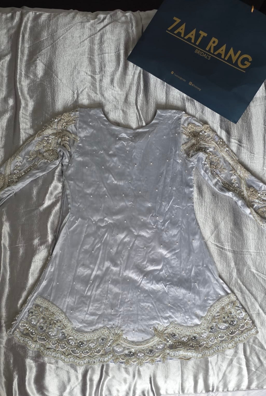 Sky blue heavy party suit by 7aatrang