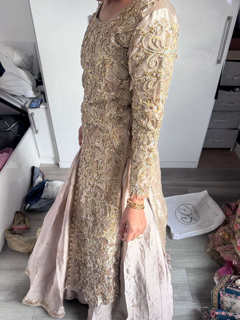 Champagne kameez and lengha