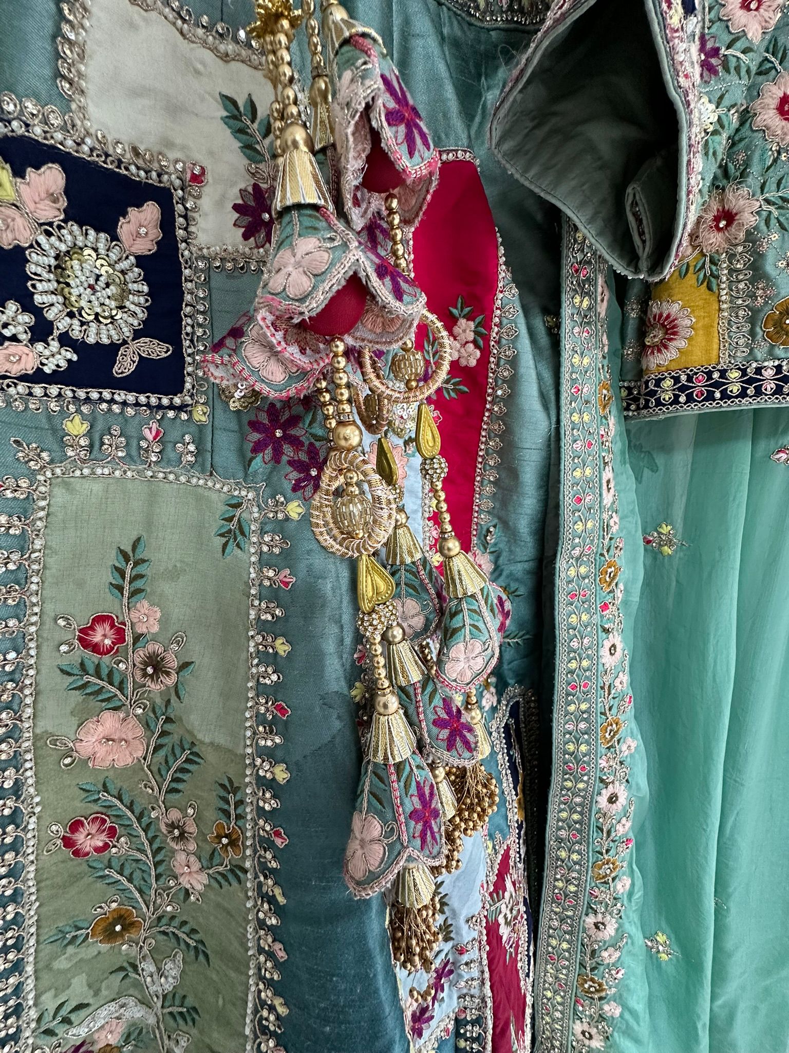 Pastel Green Multi-Coloured Embroidered Lengha with Dupatta
