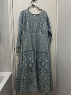 Dusty Blue Embroidered Long Dress
