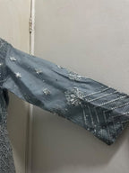 Dusty Blue Embroidered Long Dress