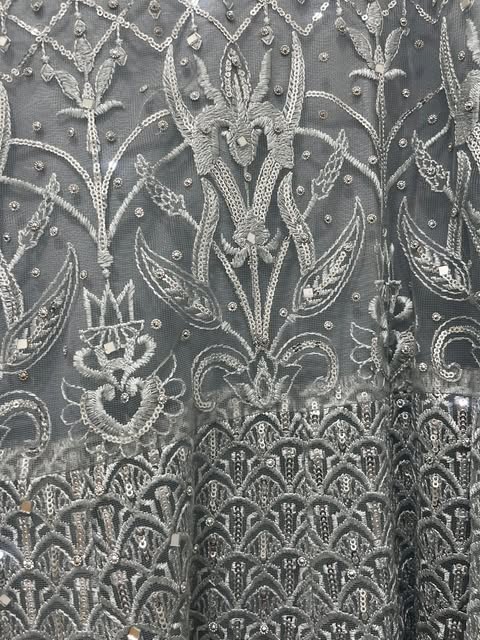 Dusty Blue Embroidered Long Dress