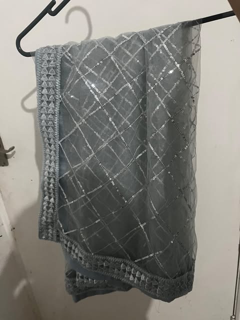 Dusty Blue Embroidered Long Dress