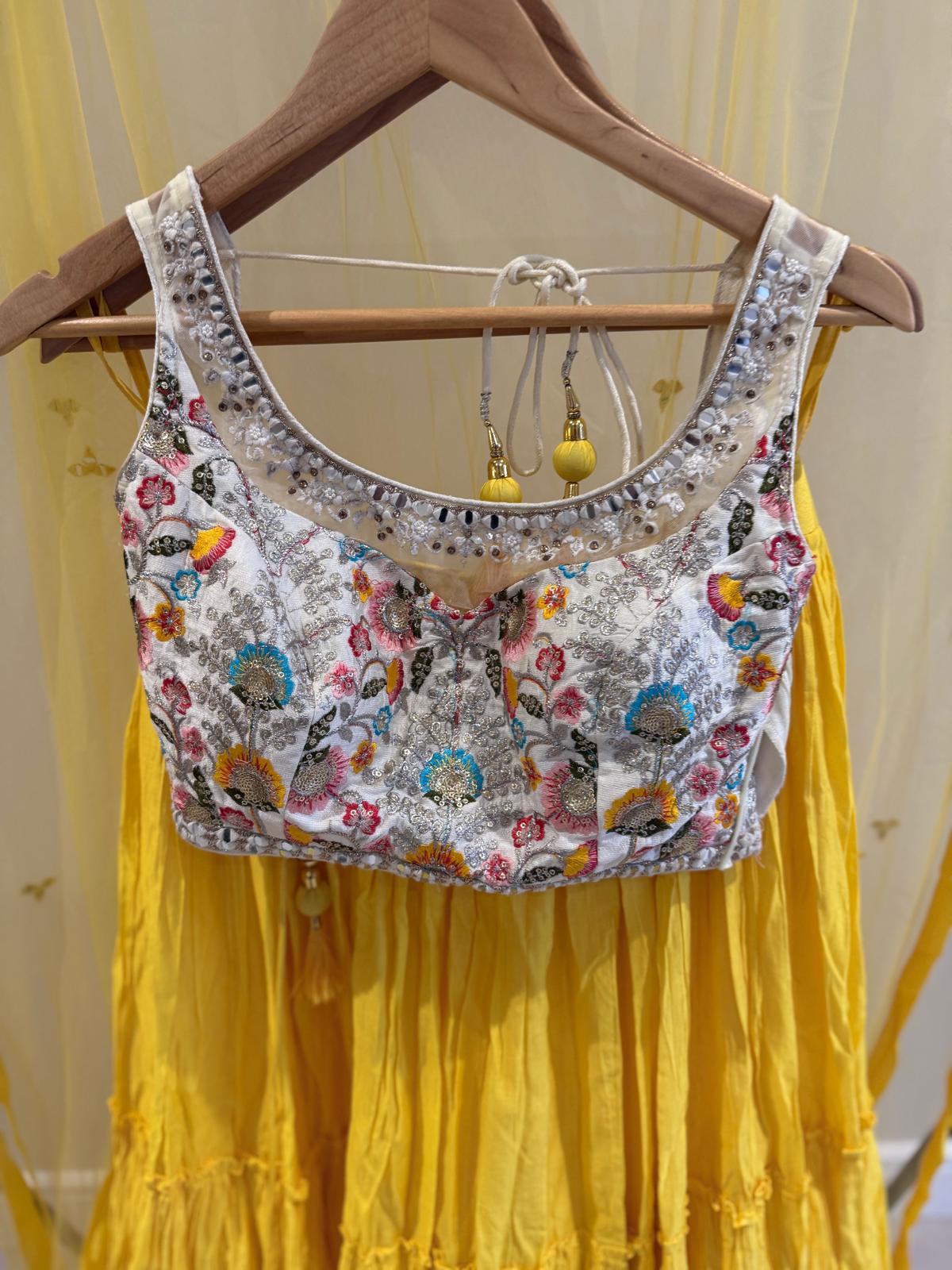 Sunshine Yellow Mirror Work Lehenga Set