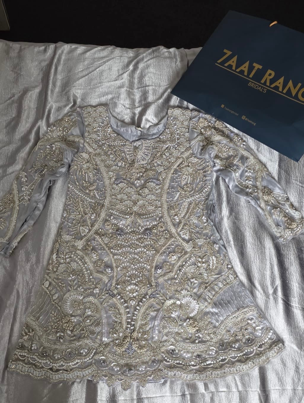 Sky blue heavy party suit by 7aatrang