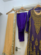 Regal Purple & Gold Embroidered Outfit