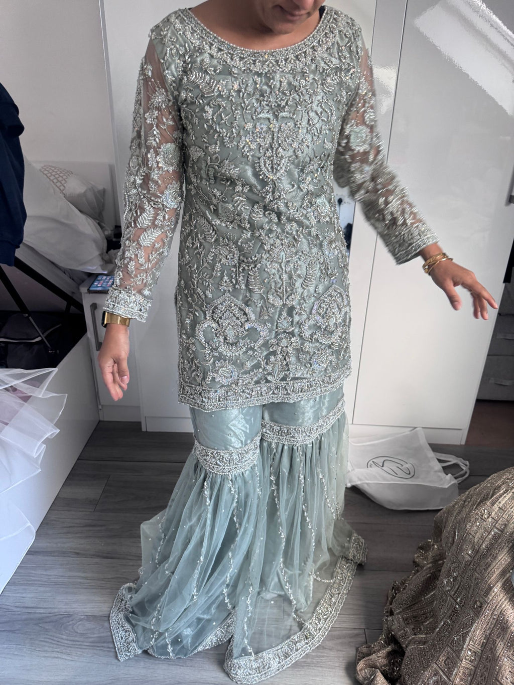 Ice blue sharara - bridal