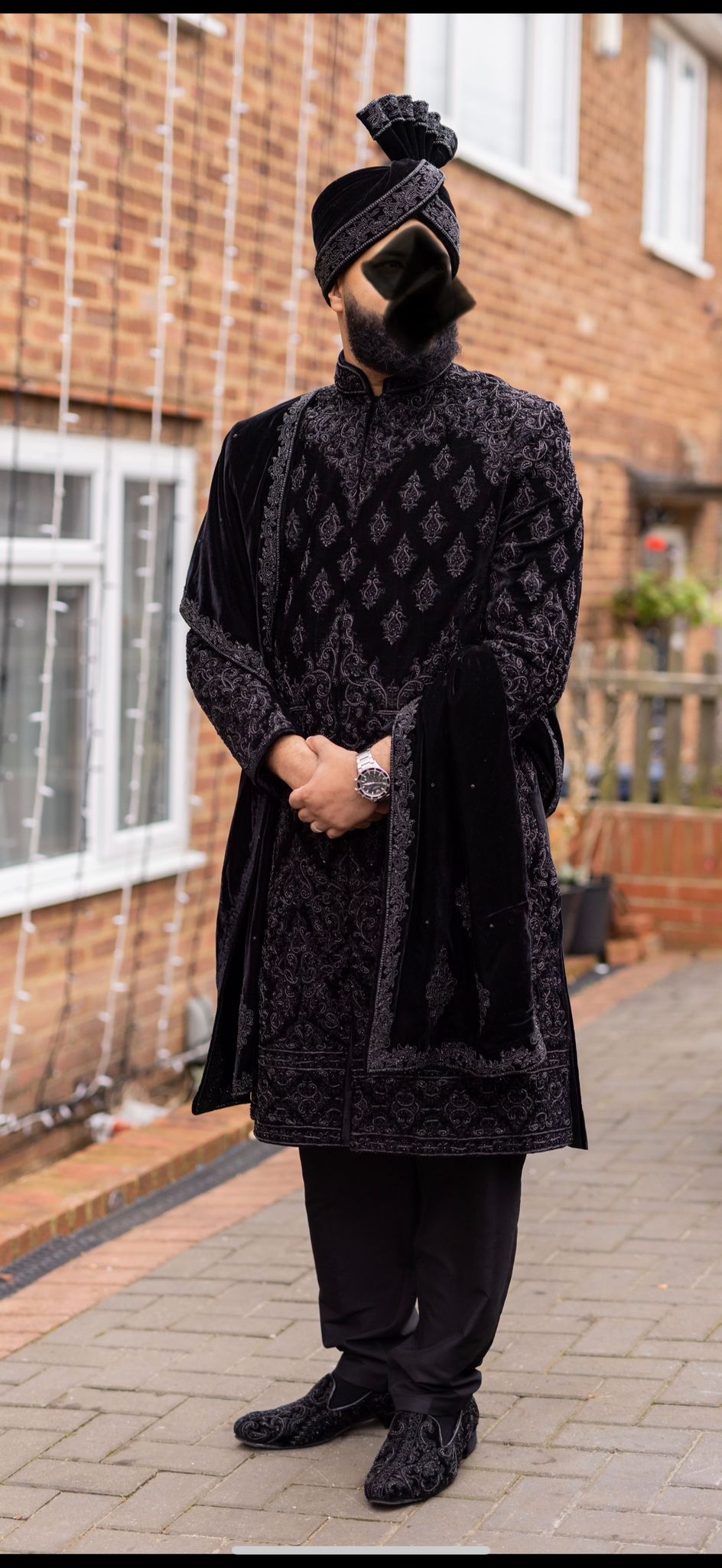 Black embellished Sherwani