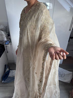 Gold lengha with zardozi