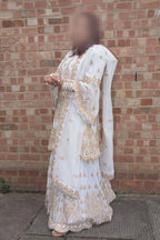 Elegant White and Gold Embroidered Formal Outfit