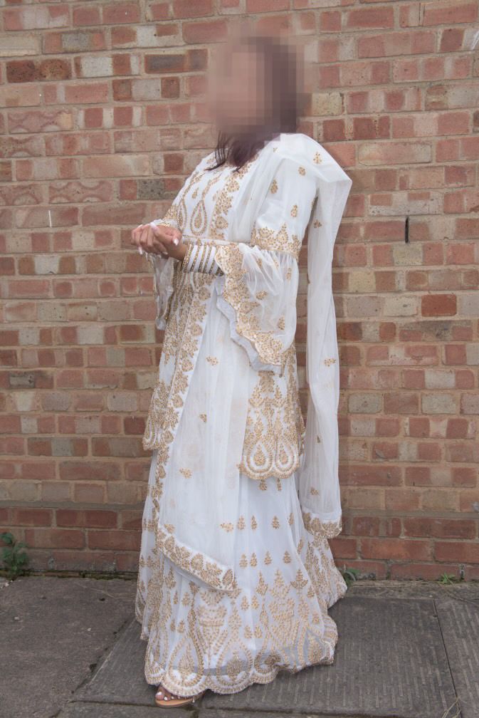 Elegant White and Gold Embroidered Formal Outfit