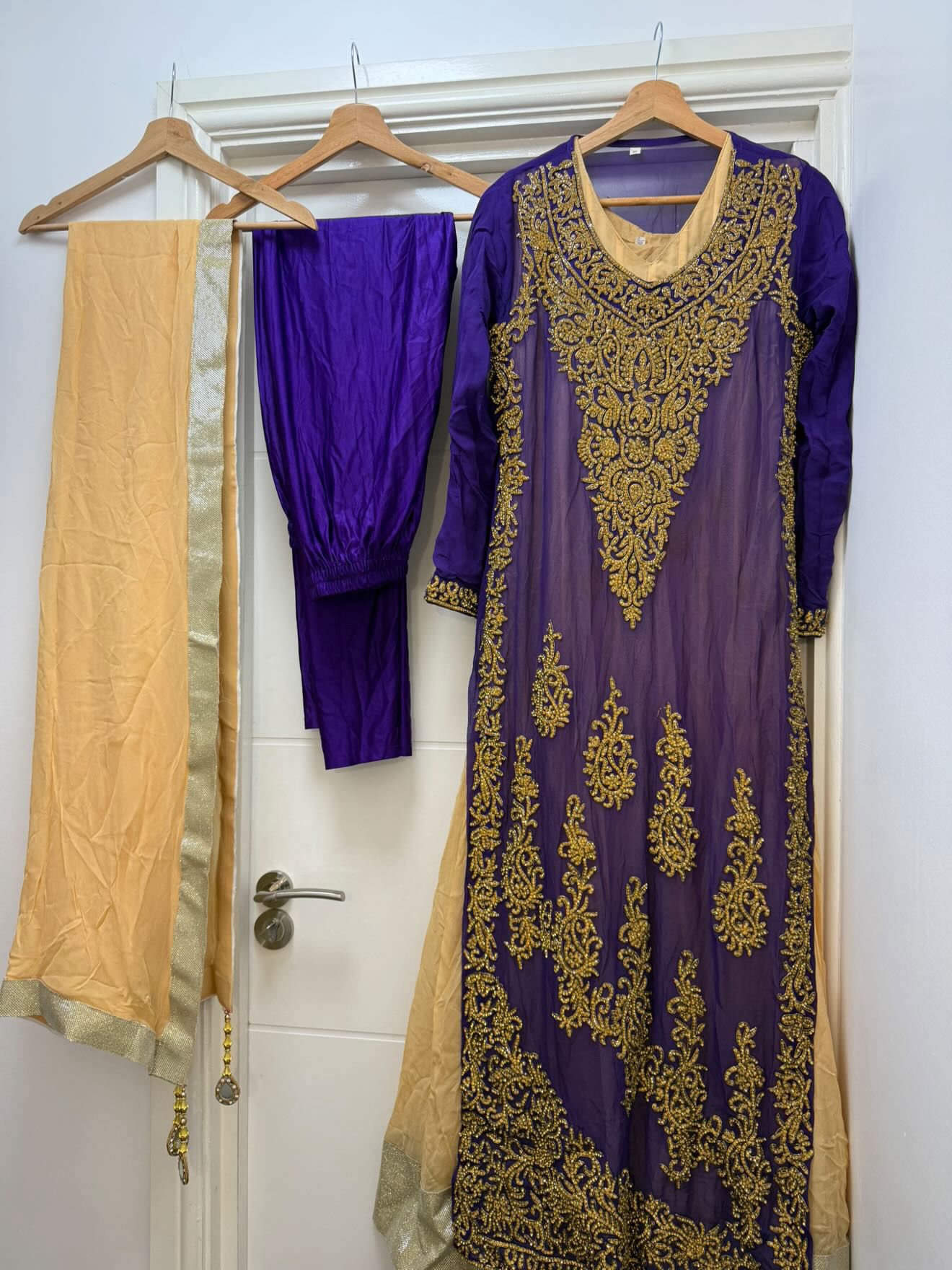 Regal Purple & Gold Embroidered Outfit
