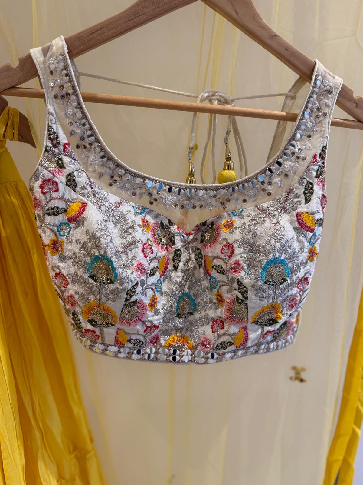 Sunshine Yellow Mirror Work Lehenga Set