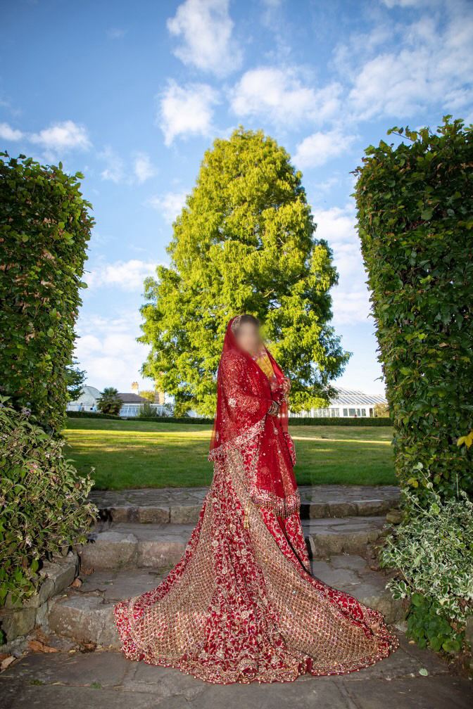 Bridal Lehenga – Deep Red & Gold Embellished Ensemble