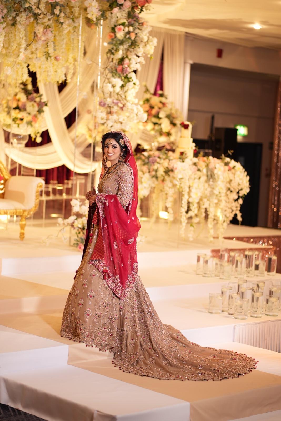 Hoor Qasim Champagne Bridal Dress
