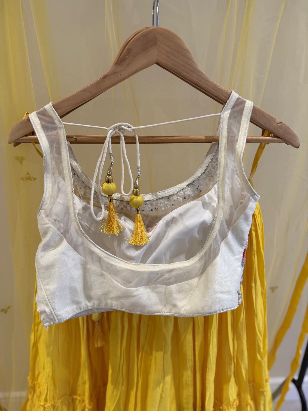Sunshine Yellow Mirror Work Lehenga Set