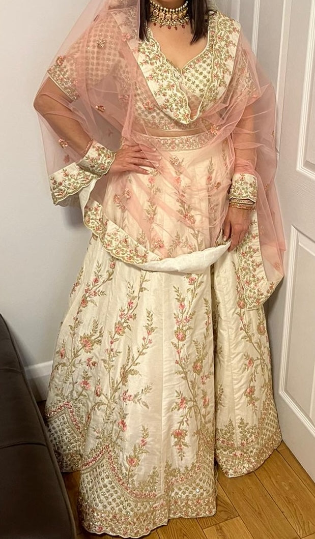 Ivory & Pink Lengha (Sabyasachi Inspired)