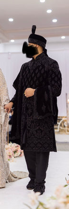 Black embellished Sherwani