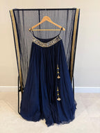 Navy Blue Embroidered Lehenga Set