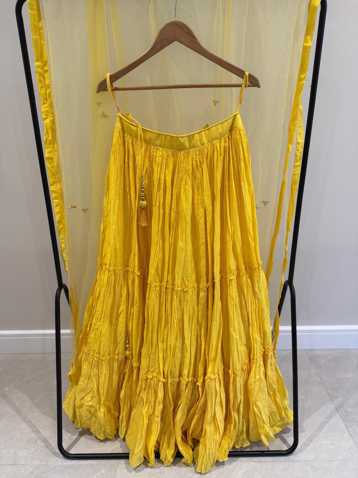 Sunshine Yellow Mirror Work Lehenga Set