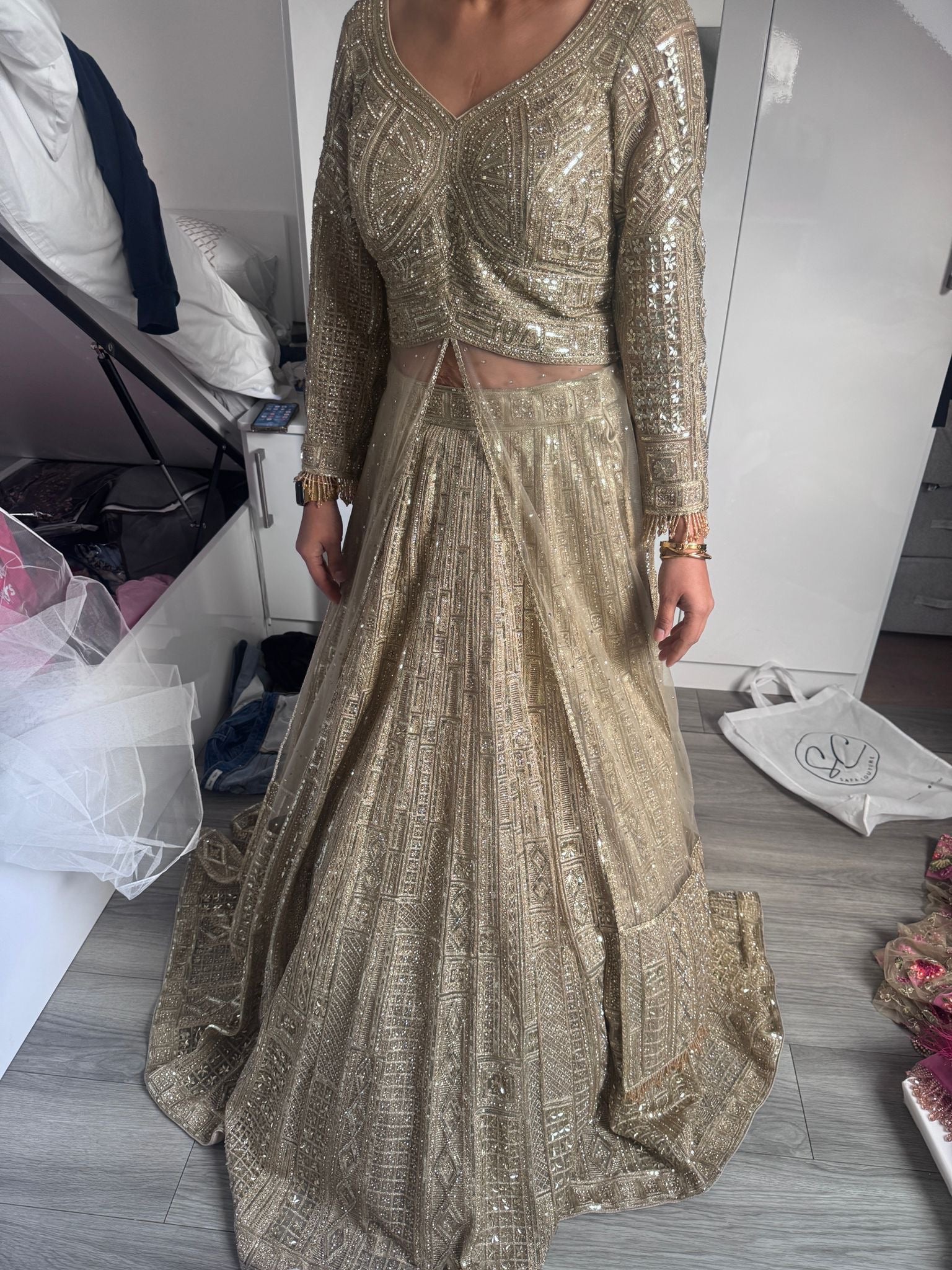 Gold emblished lengha