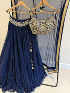 Navy Blue Embroidered Lehenga Set