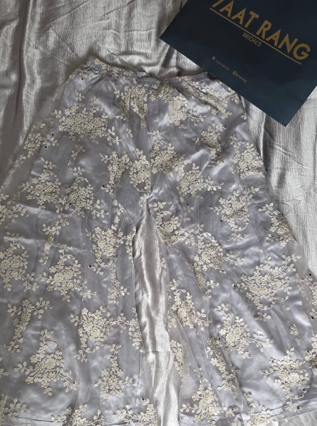 Sky blue heavy party suit by 7aatrang