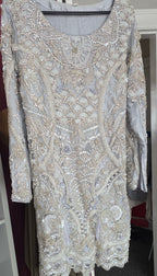 Sky blue heavy party suit by 7aatrang