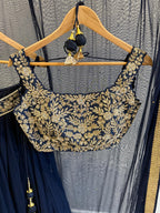 Navy Blue Embroidered Lehenga Set