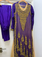 Regal Purple & Gold Embroidered Outfit