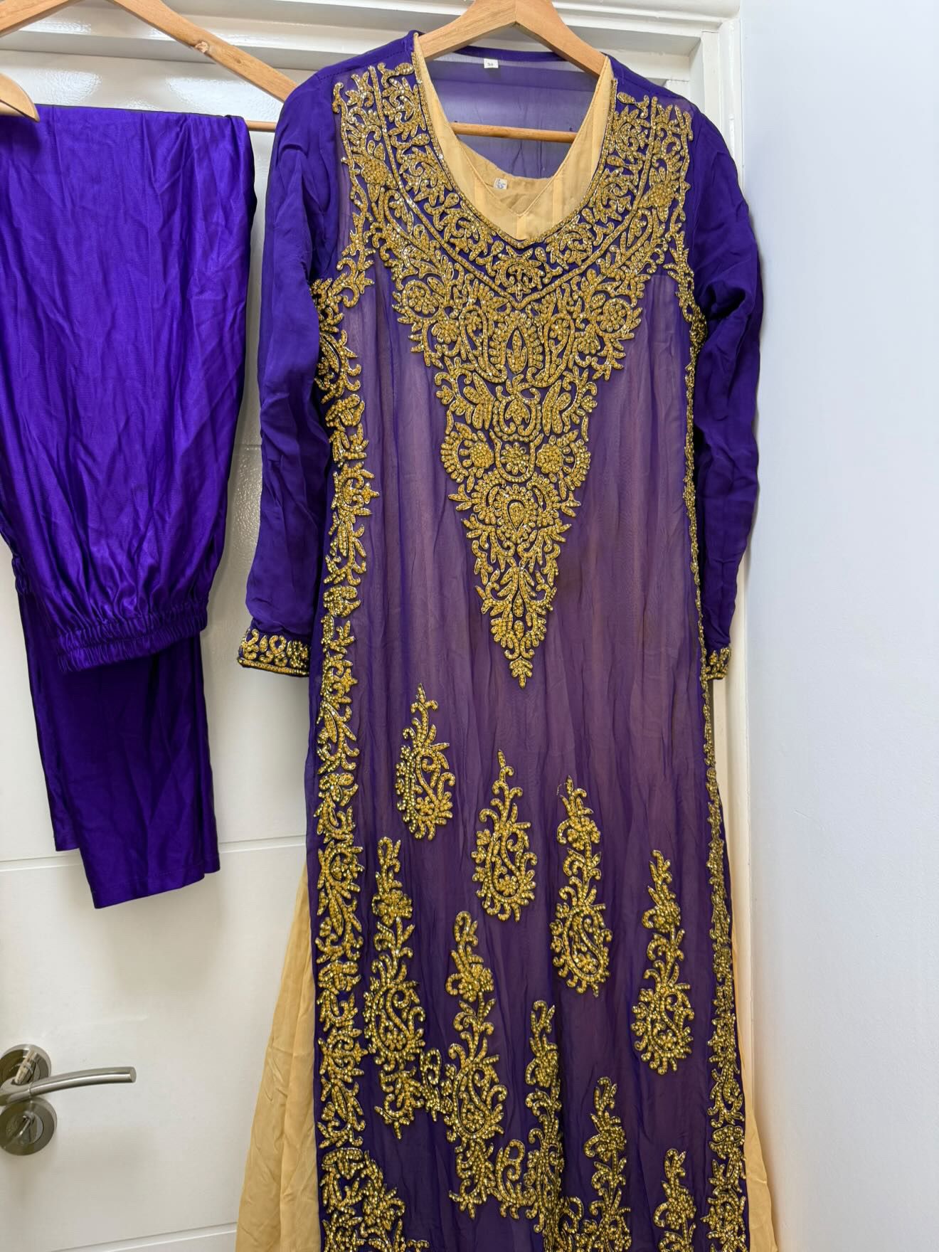 Regal Purple & Gold Embroidered Outfit