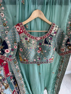 Pastel Green Multi-Coloured Embroidered Lengha with Dupatta