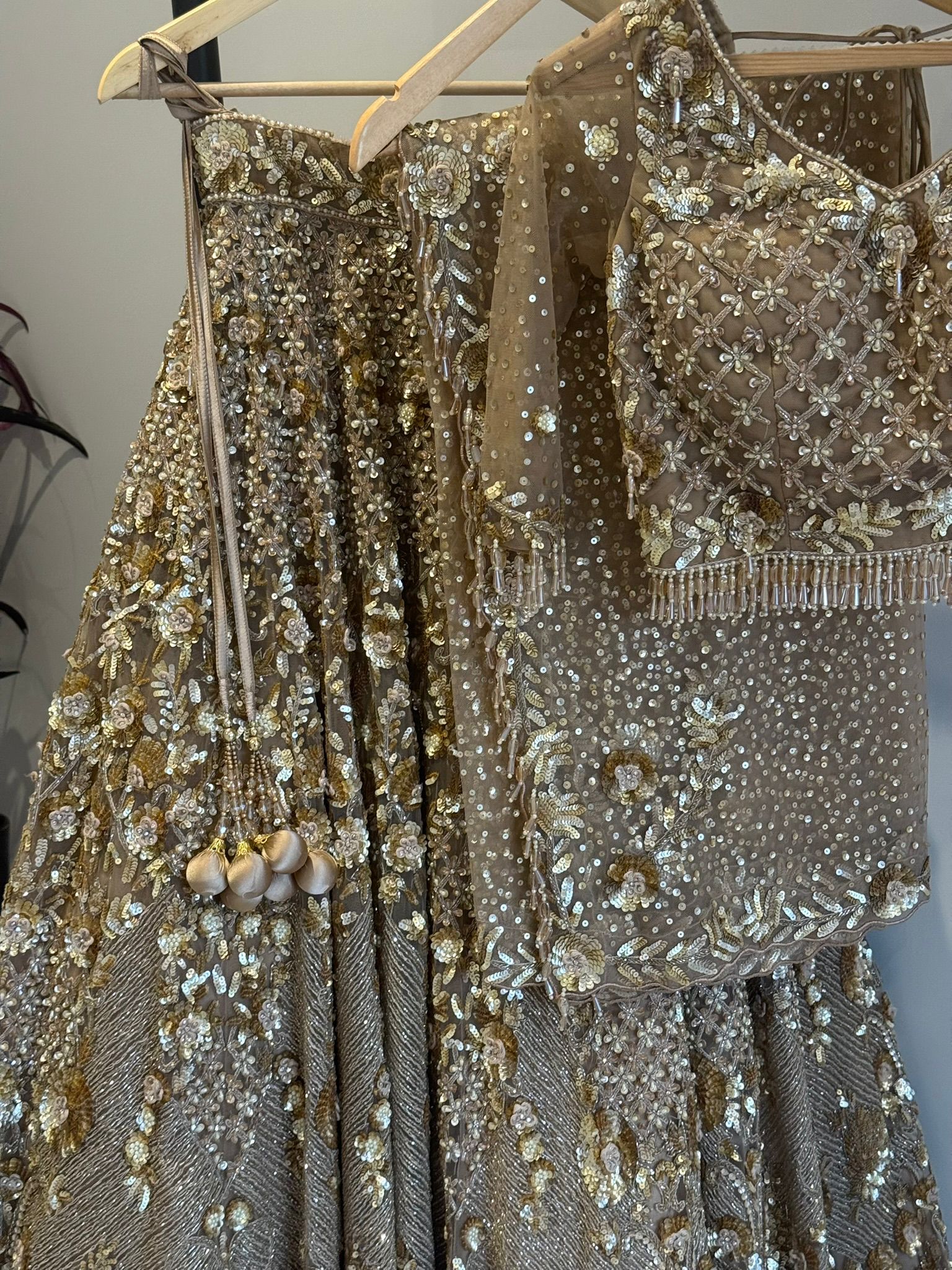 Golden Embellished Bridal/Party Lengha with Dupatta
