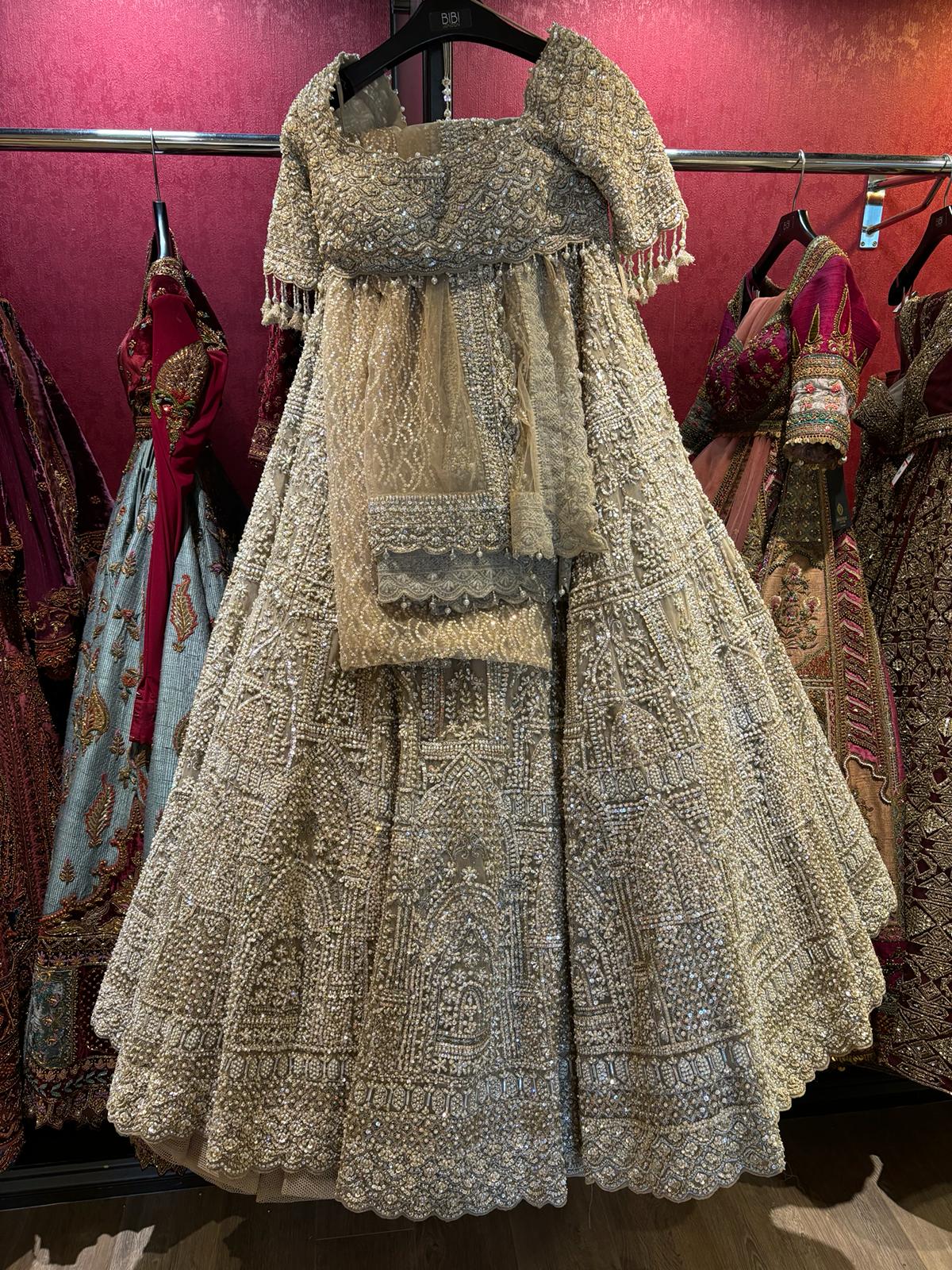 Designed by Seema Gujrahl Ivory/cream Lengha