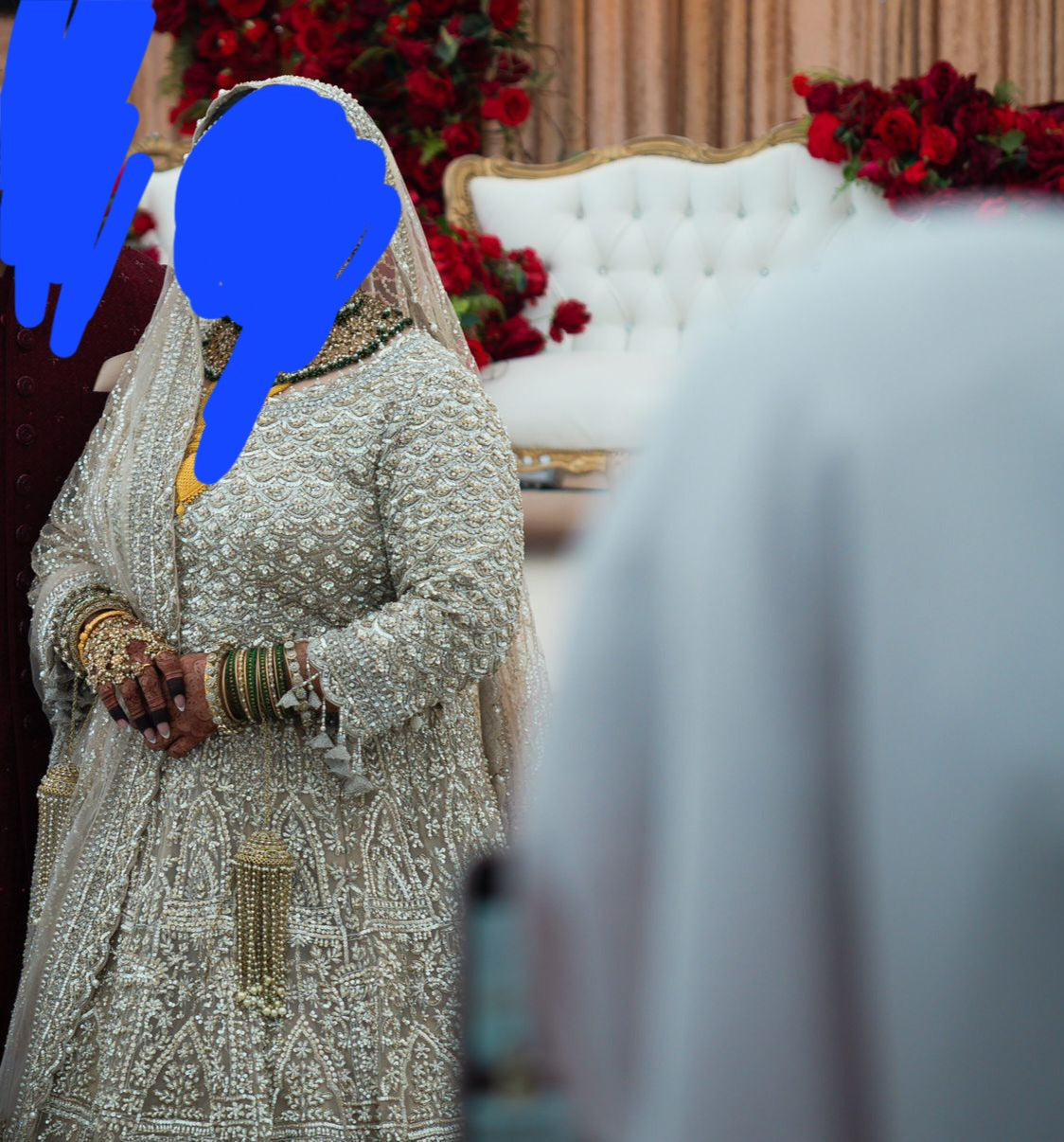 Designed by Seema Gujrahl Ivory/cream Lengha