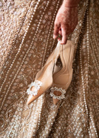 Heavy embellished golden beige bridal Regal Lengha