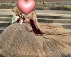 Heavy embellished golden beige bridal Regal Lengha