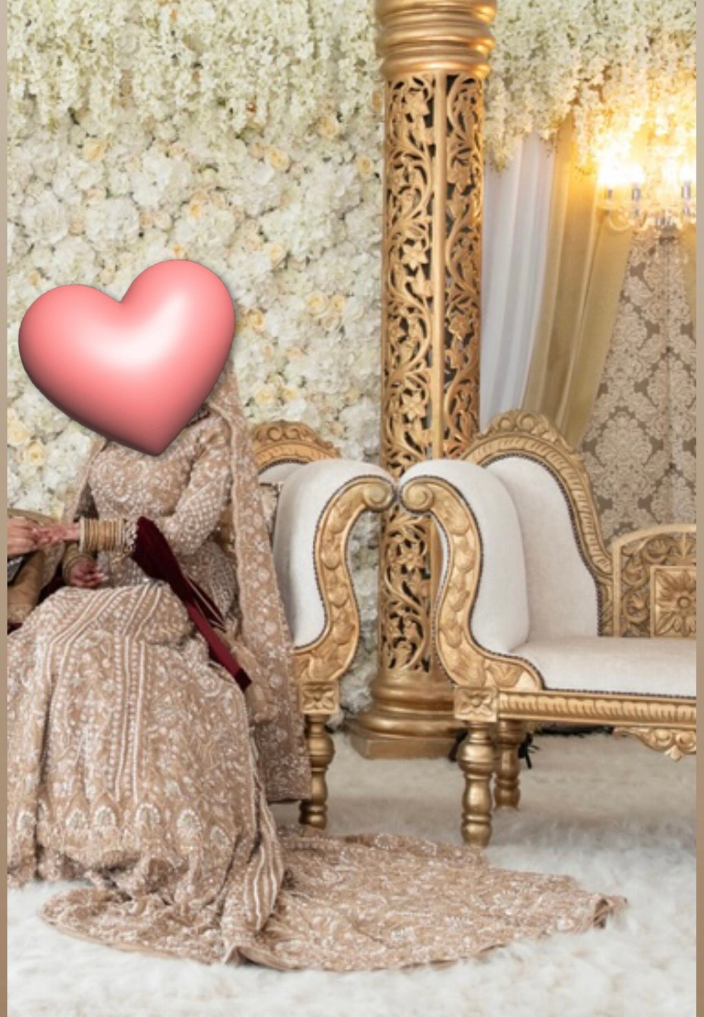 Heavy embellished golden beige bridal Regal Lengha