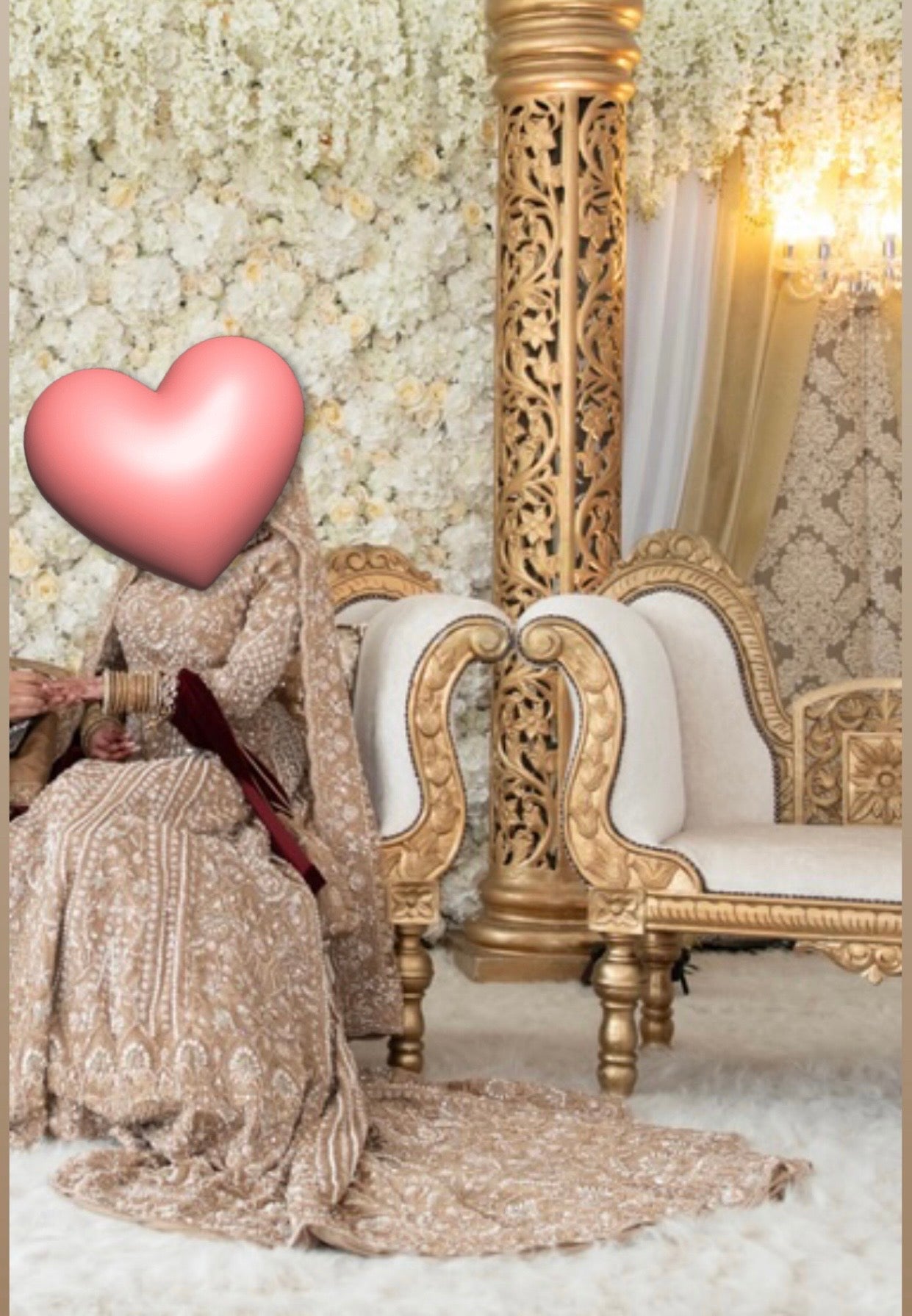 Heavy embellished golden beige bridal Regal Lengha